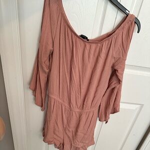 Off shoulder linen romper